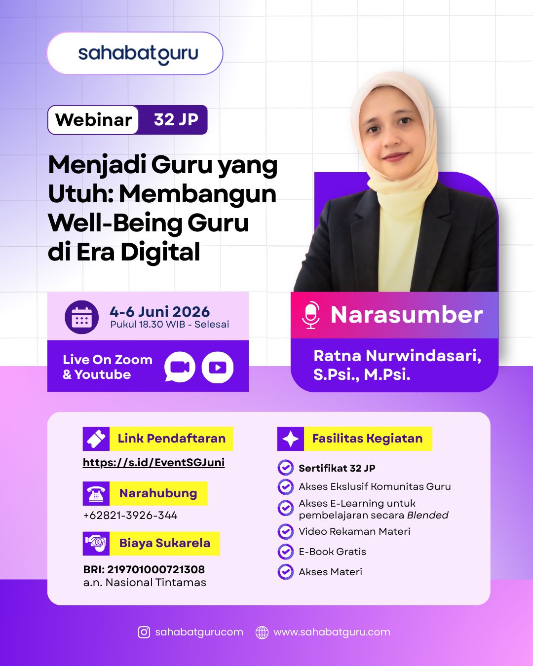 Webinar Nasional 32 JP “Menjadi Guru yang Utuh: Membangun Well-Being Guru di Era Digital"